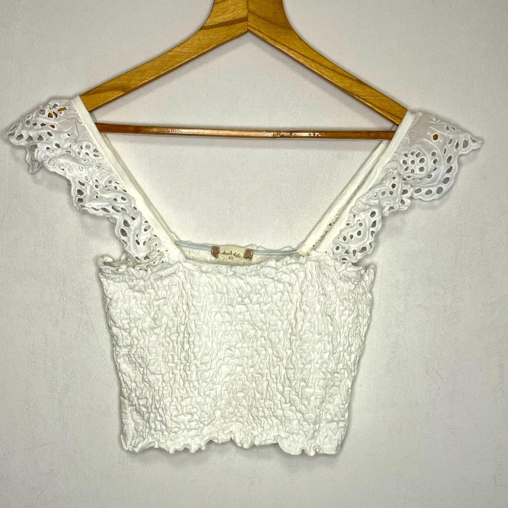Altar'd State White Lace Rouched Fairy Garden Girl Tank Top Women’s Size XS